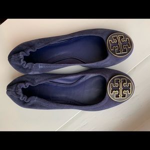 Tory Burch Reva Purple Suede Ballet Flat